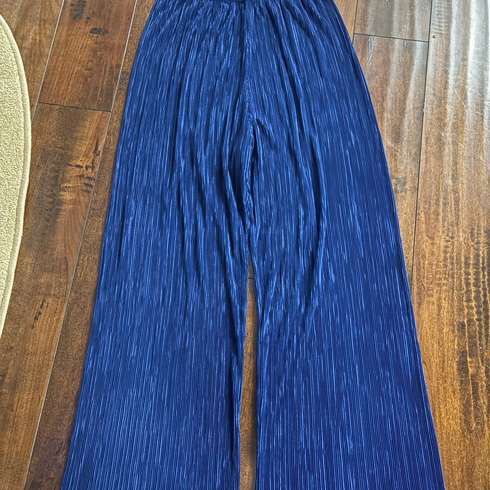 Elegant Blue Pleated Pants